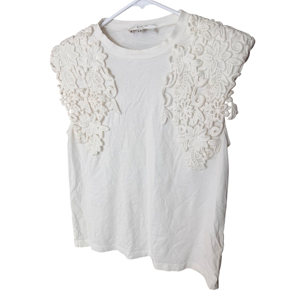 Sea New York Lace Applique Muscle Tee White Size S